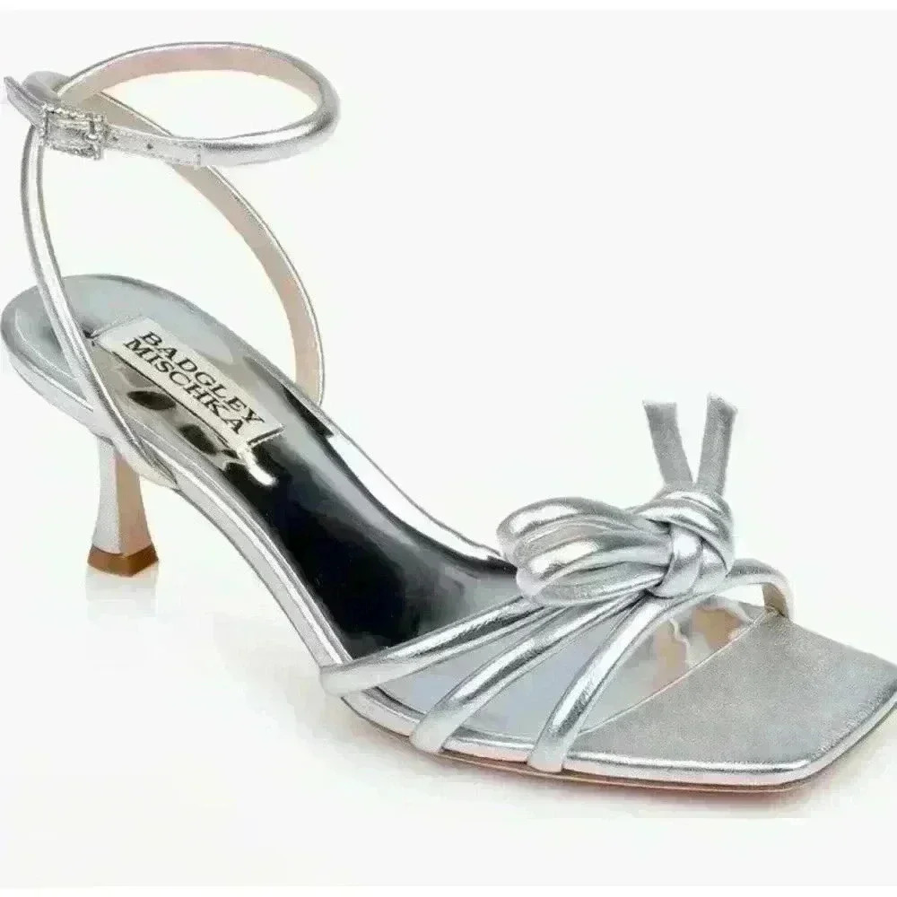 Badgley Mischka Collection Loyalty Ankle Strap Sandal in Silver Size 11 - Picture 4 of 10